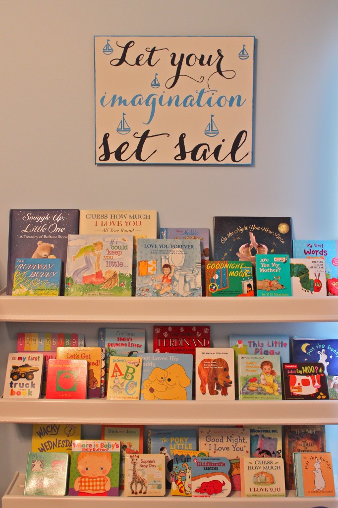 Book Wall in this Nautical Nursery