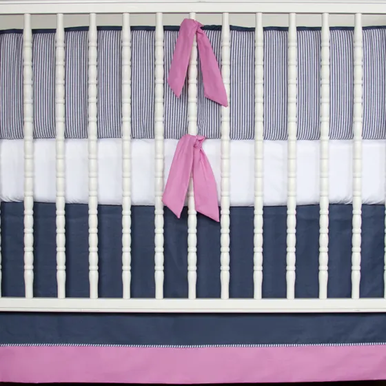 Pink and Navy Crib Bedding - Project Nursery