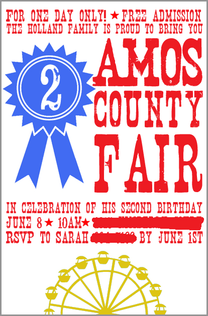 County Fair 2nd Birthday Party Invite
