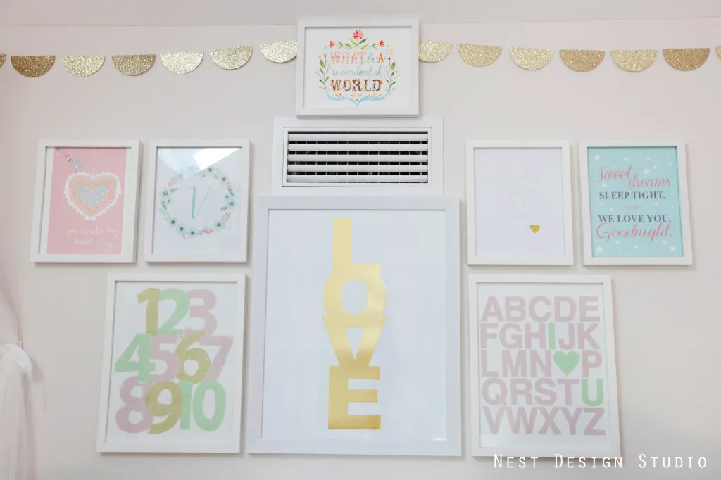 Pastel and Gold Gallery Wall - Project Nursery