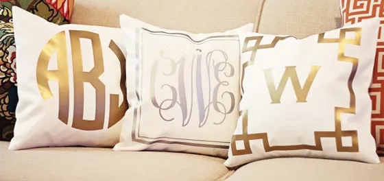 Gold Monogrammed Pillows