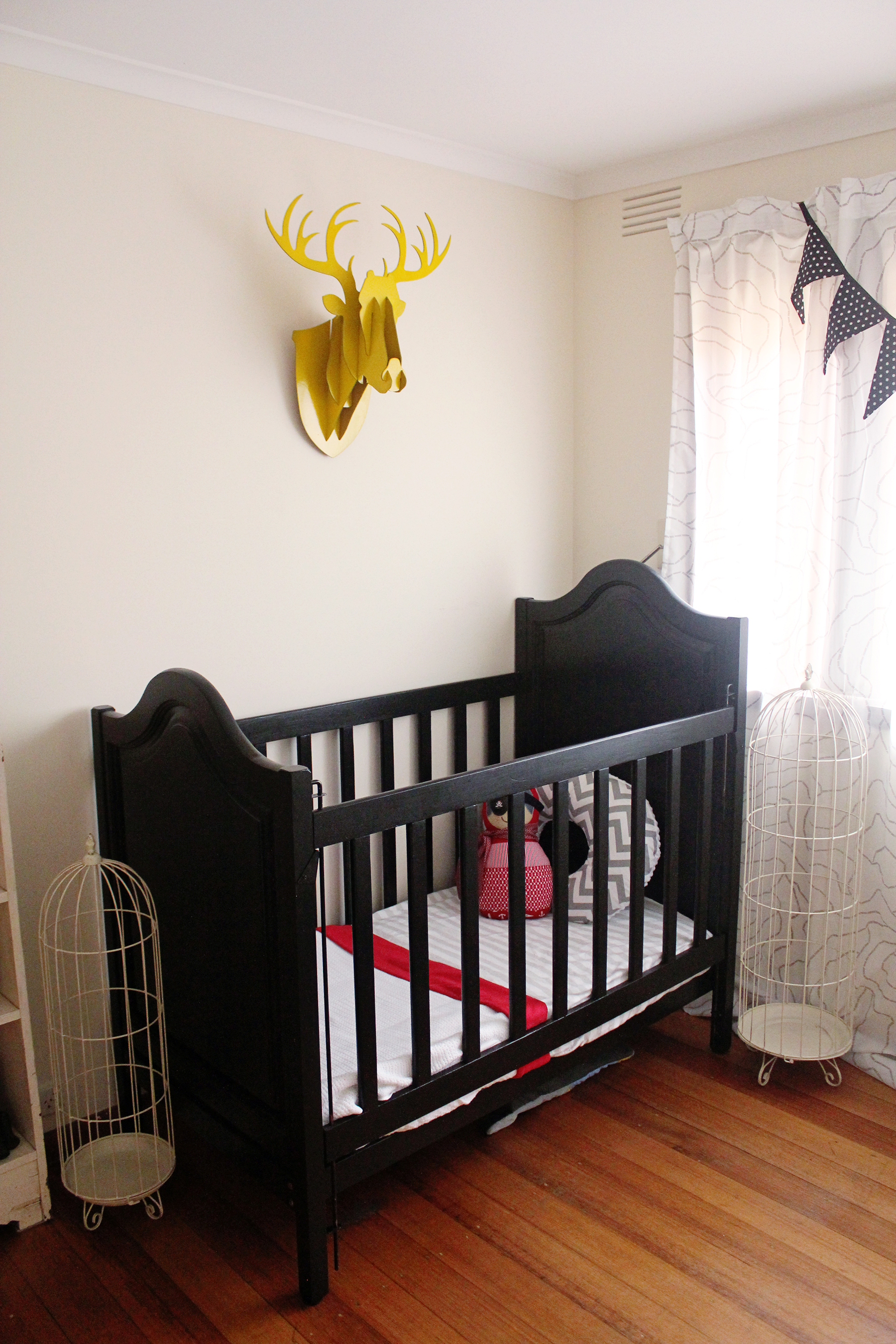 Boy Black, White and Yellow Nursery Black Crib