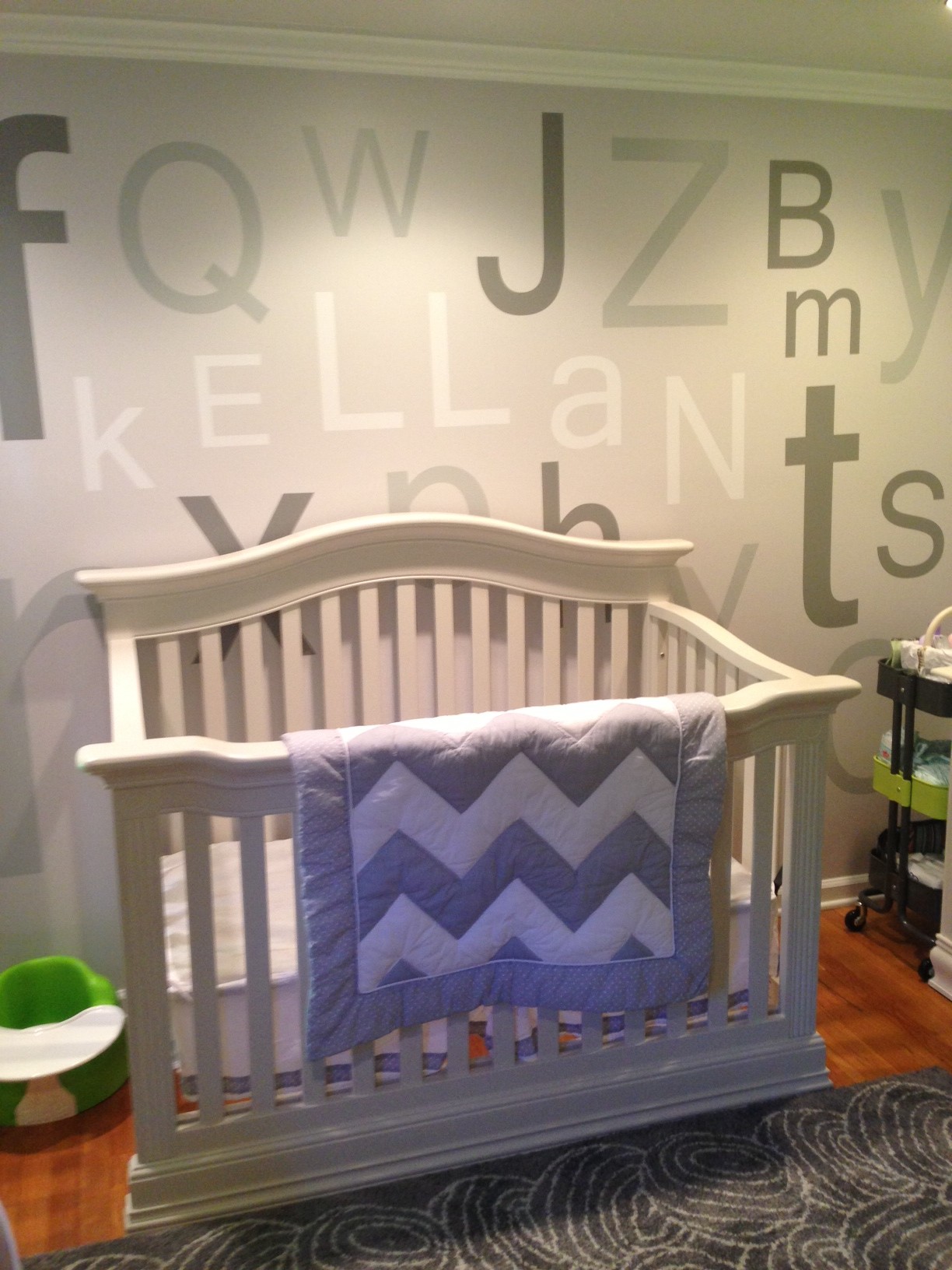 Gray and Lime Green Nursery Blanket