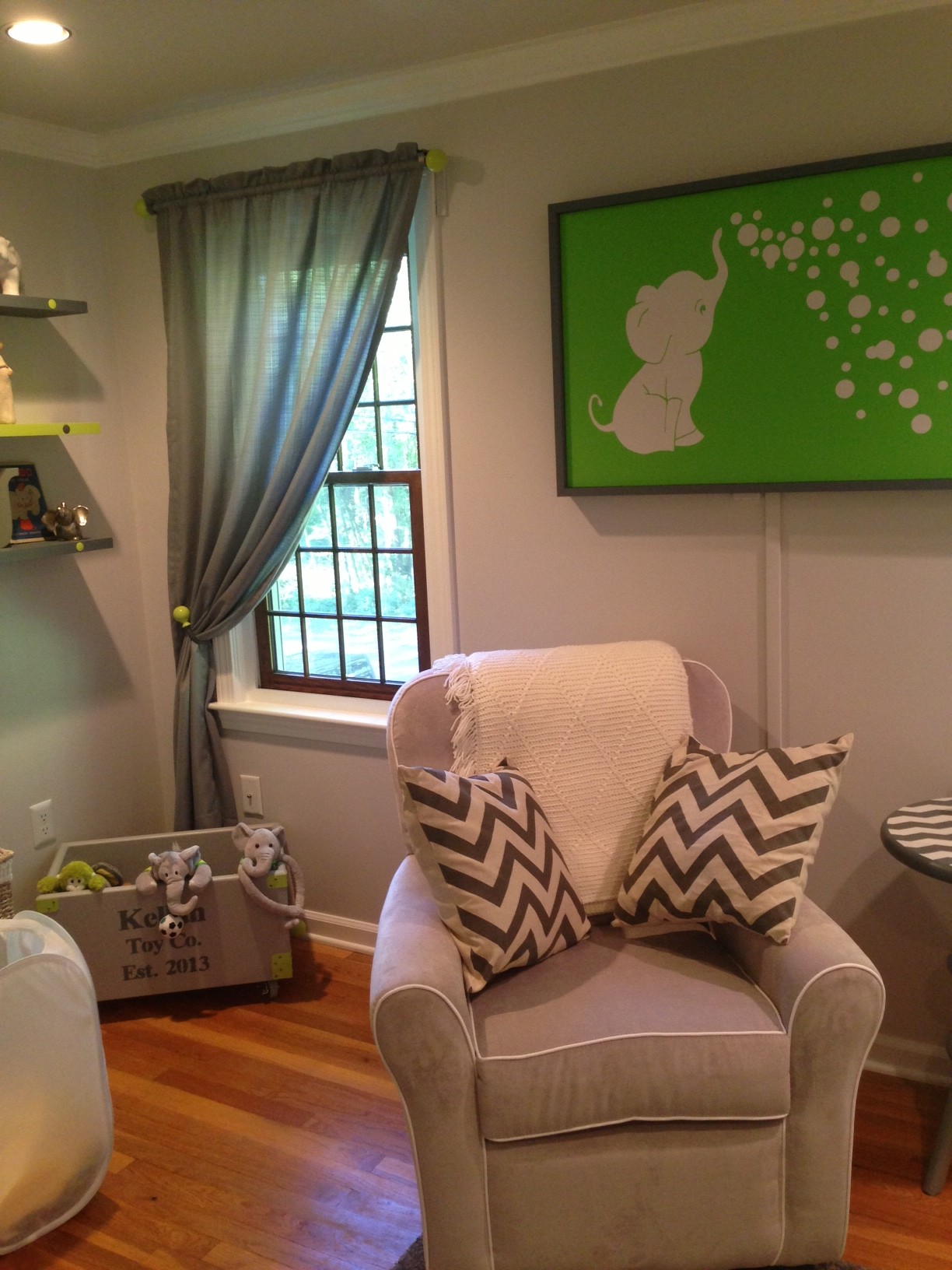 Gray and Lime Green Nursery Glider