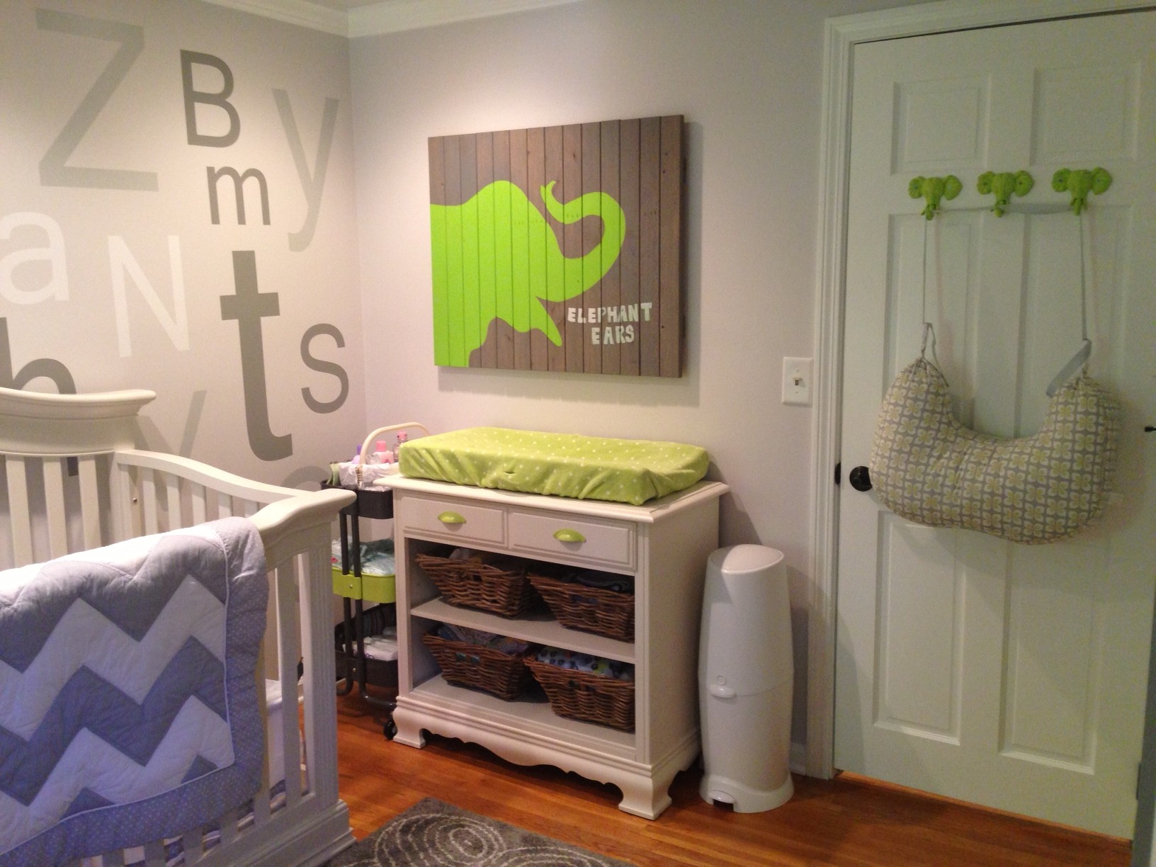 Gray and Lime Green Nursery Changer