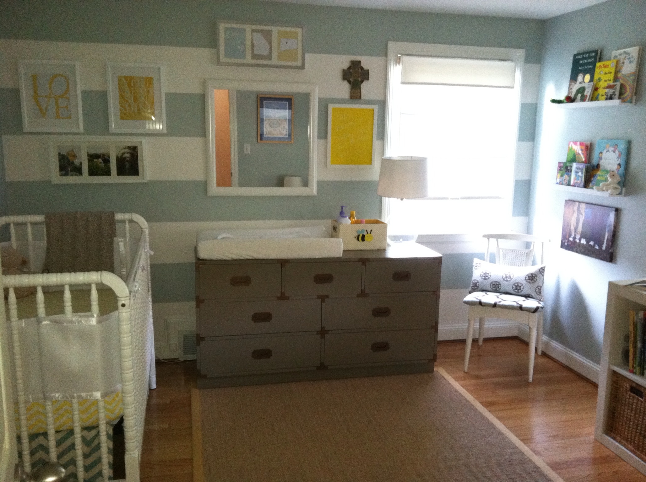 Girl Blue and Gray Striped Nursery