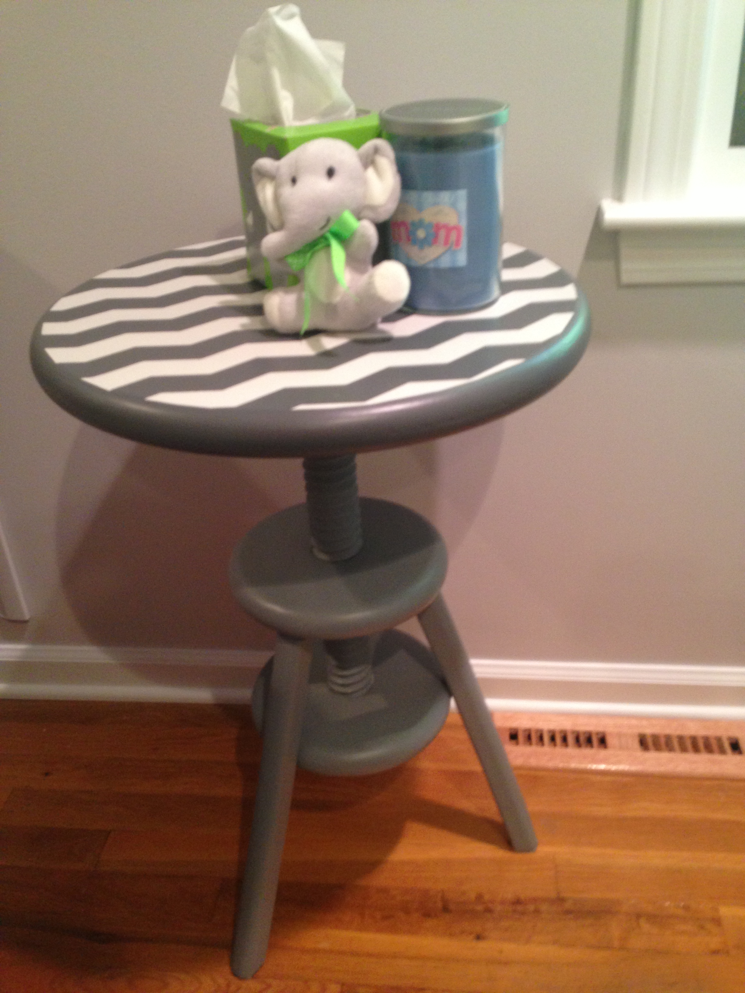Gray and Lime Green Nursery Side Table
