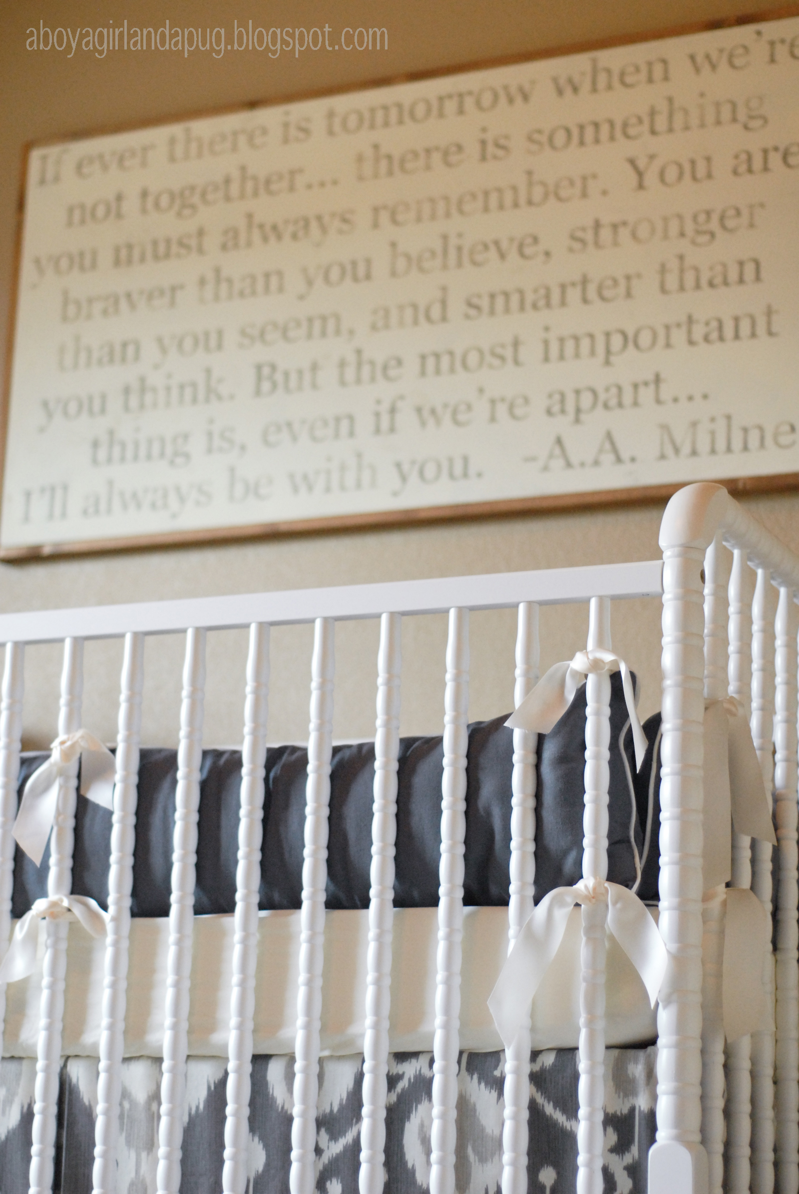 Vintage Gray Nursery Crib View