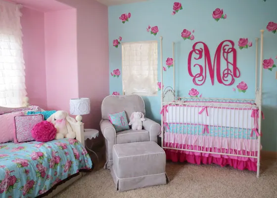 Paint Roses on Crib Wall - Project Nursery