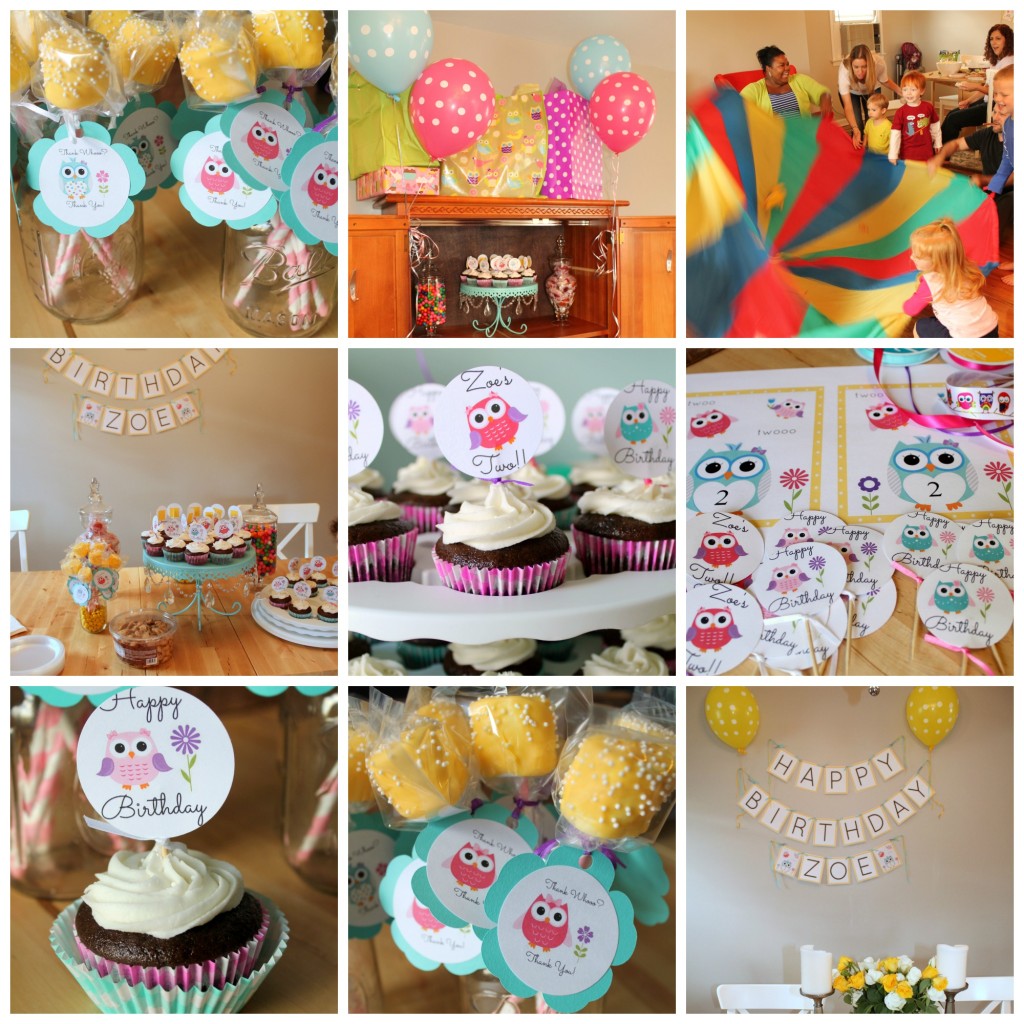 Owl Themed 2nd Birthday Party Collage