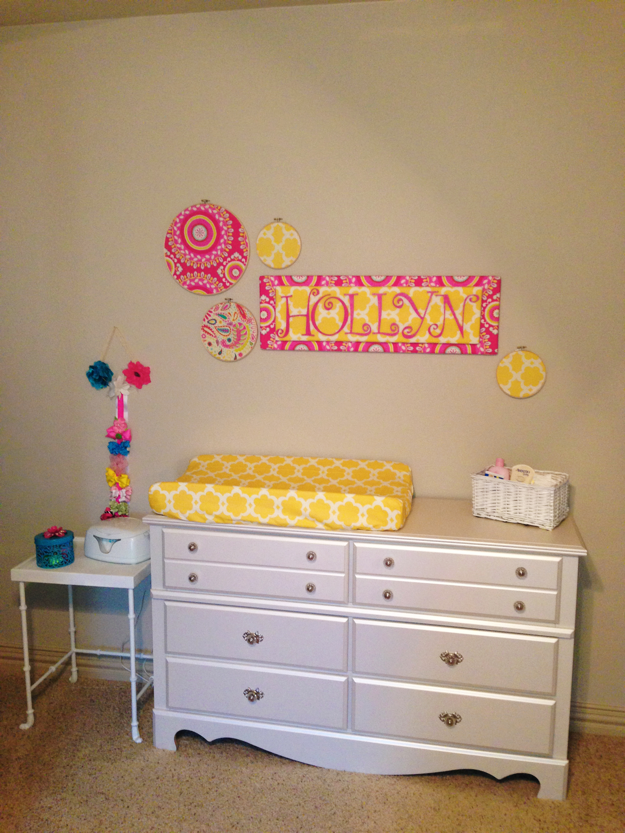 Aqua and Pink Nursery Changer