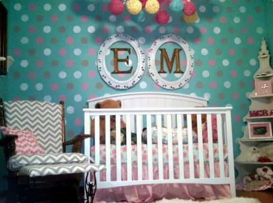 Turquoise and Pink Polka Dot Nursery