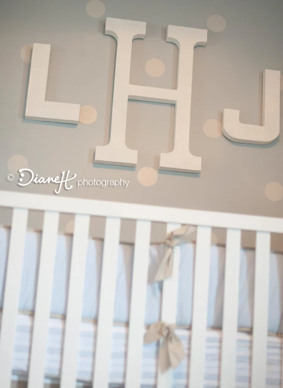 Blue Classic Polka Dot Nursery with Mongram