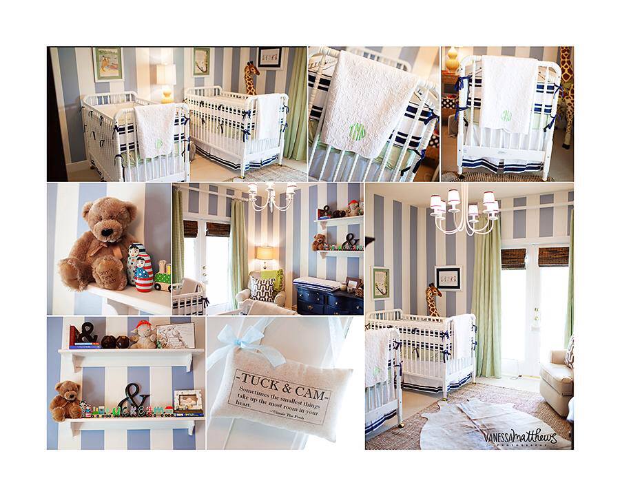 Twin Boy Striped Gray Nursery Collage