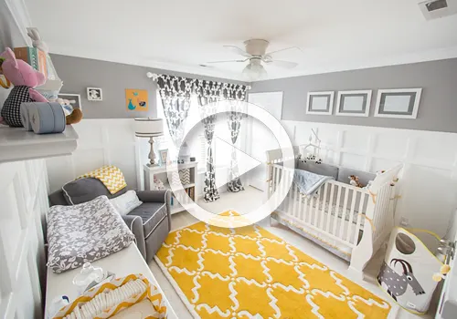 Yellow and Gray Nursery with Board and Batten Nursery walls