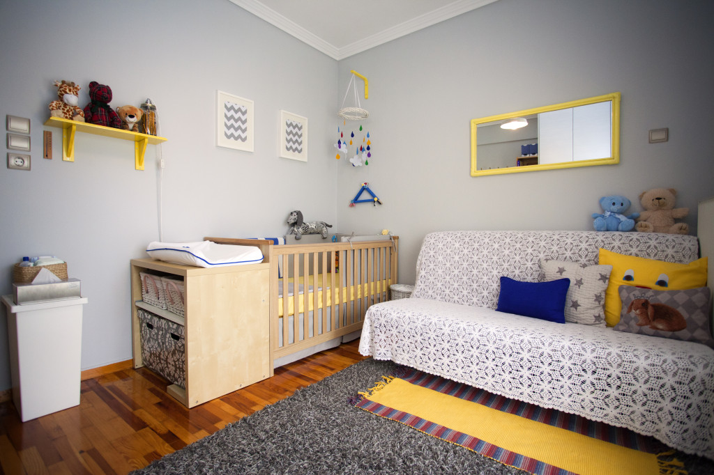 Boy Gray and Yellow Nursery Room