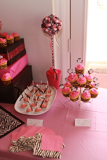 Pink Zebra Striped Birthday Sweets Table
