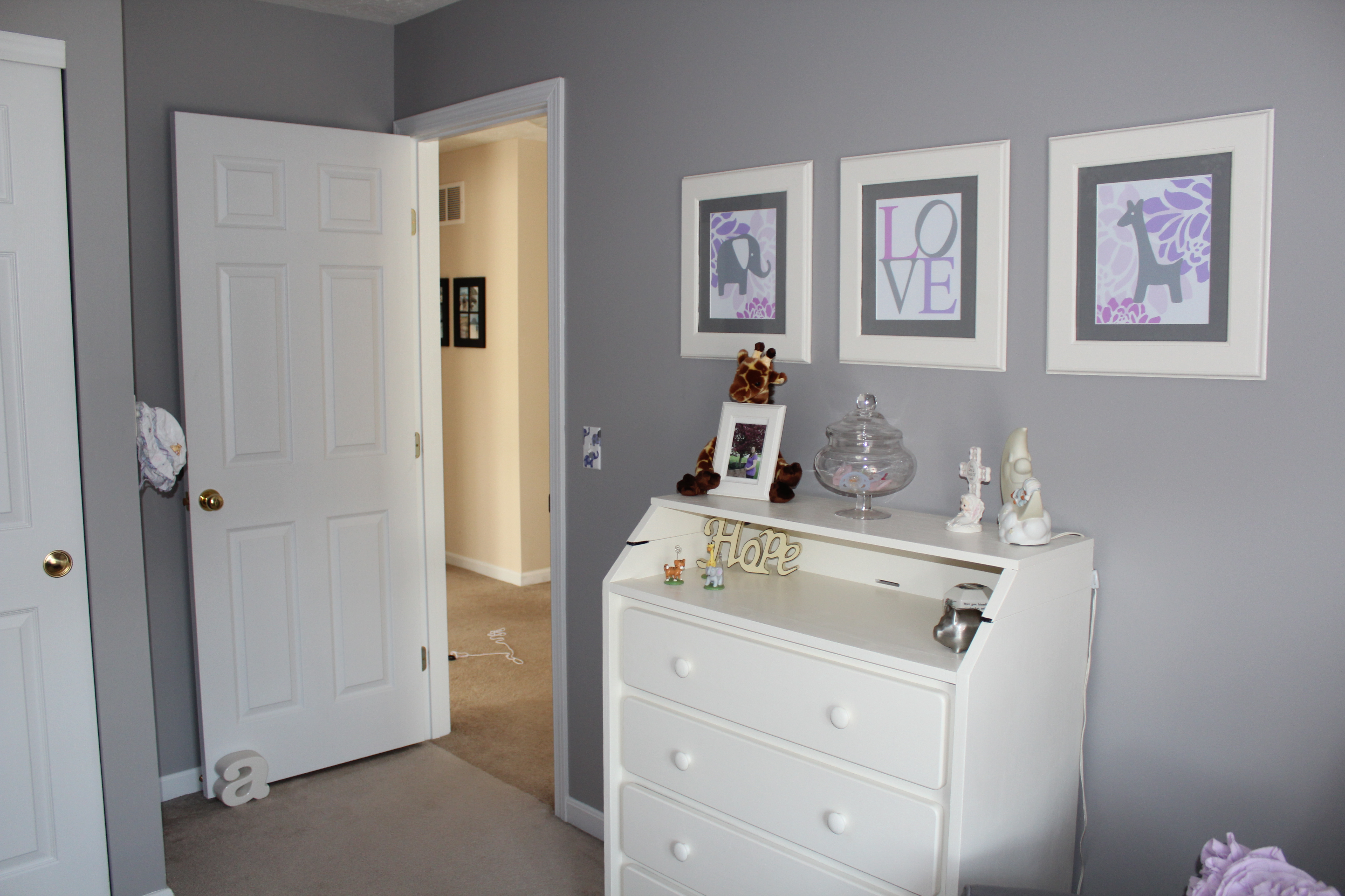 Lavender Girl Nursery White Dresser