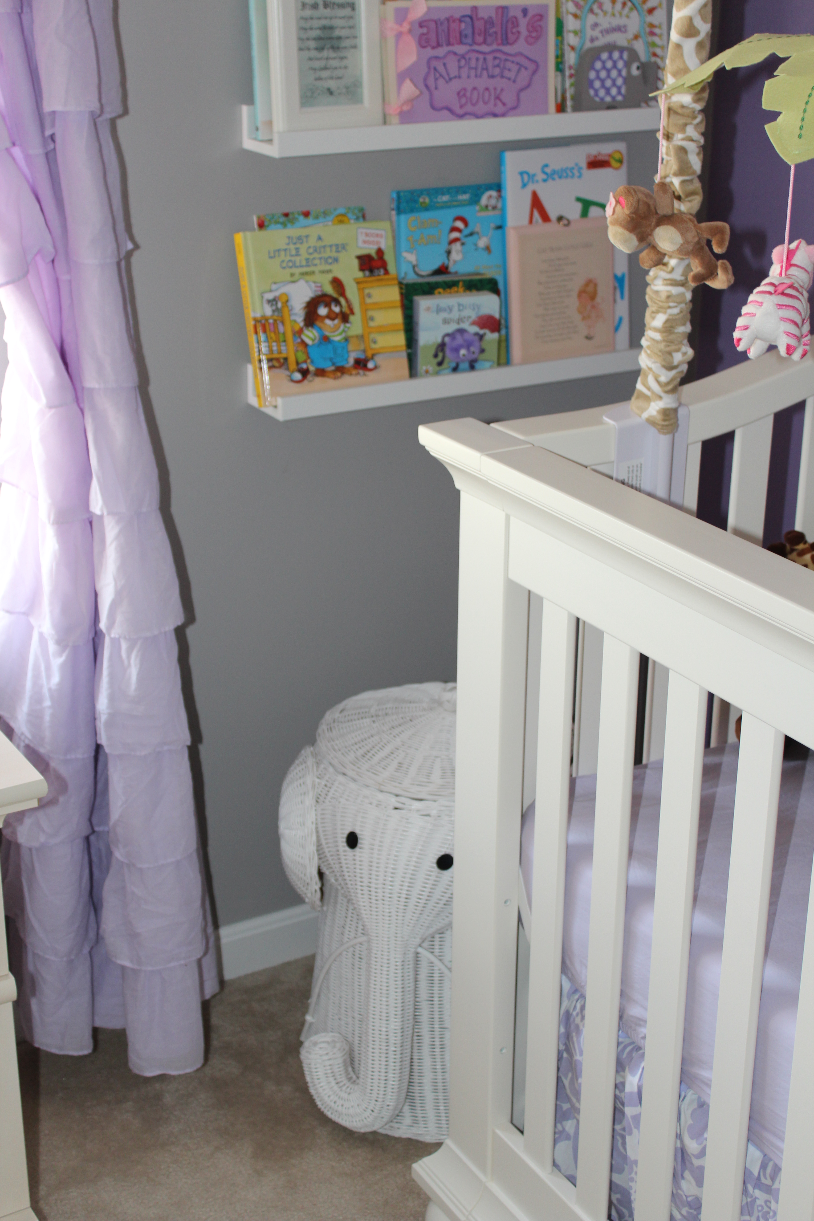 Lavender Girl Nursery Crib Up Close