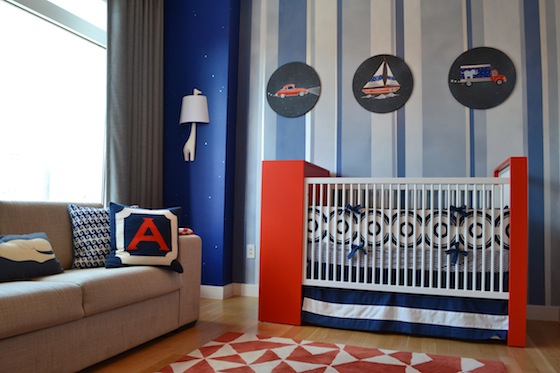 Custom Sam Simon Nursery Art Blue and Orange Nursery