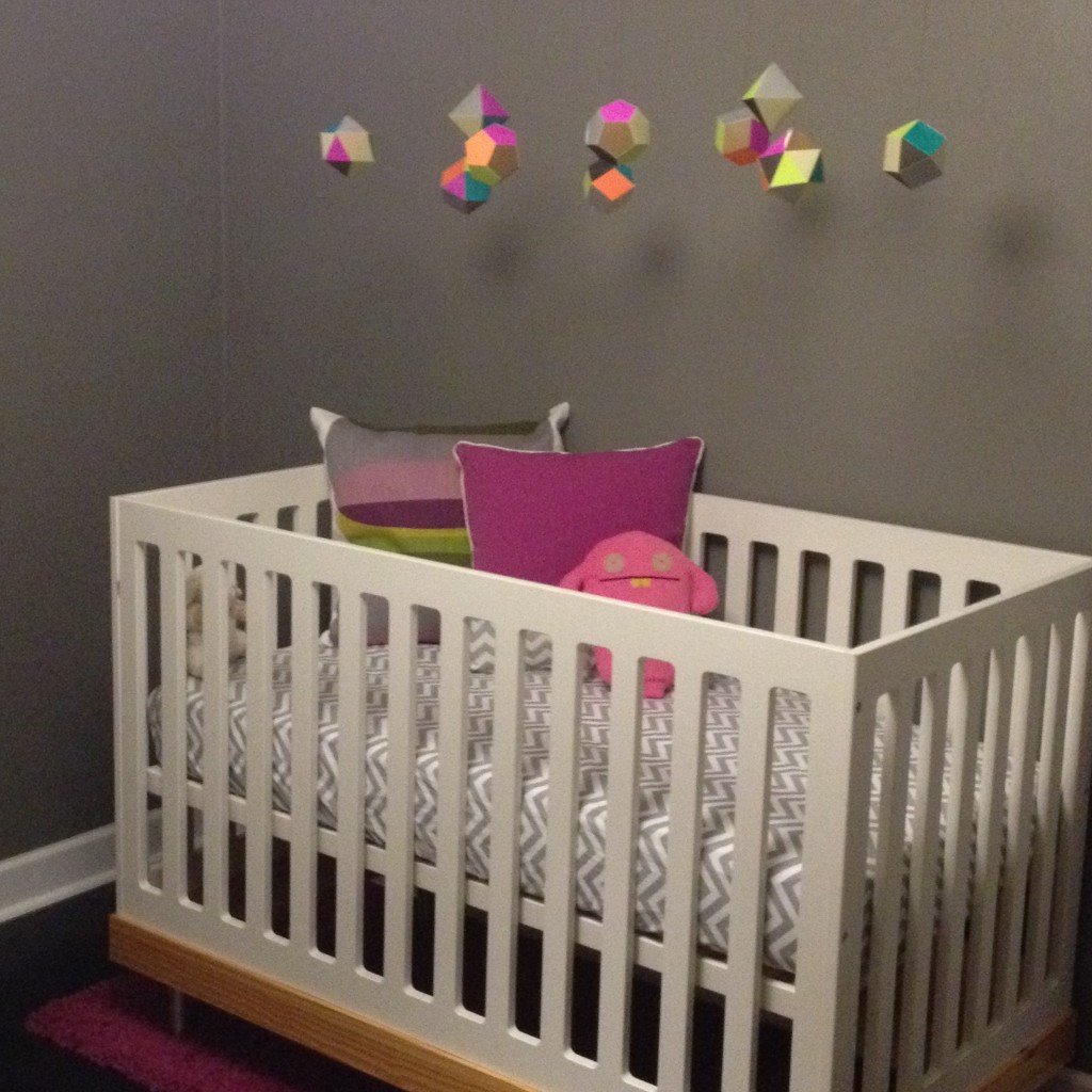 Gray Modern Girl Nursery Crib