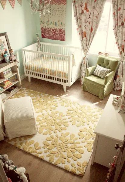 Floral Area Rug in Eclectic Girl's Nursery - Project Nursery