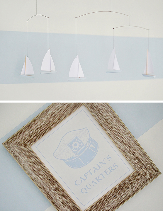 Captain's Quarter Wall Art and Sailboat Mobile