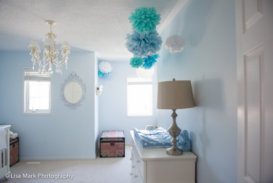 Classic Baby Blue Nursery with British Theme and Paper Poms - Project Nursery