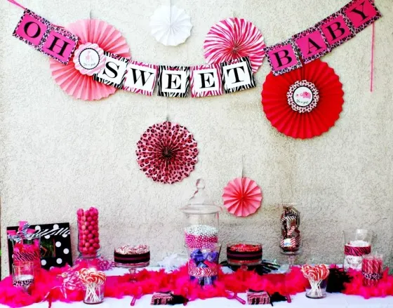 Pink an Black Baby Shower Sweets Table - Project Nursery