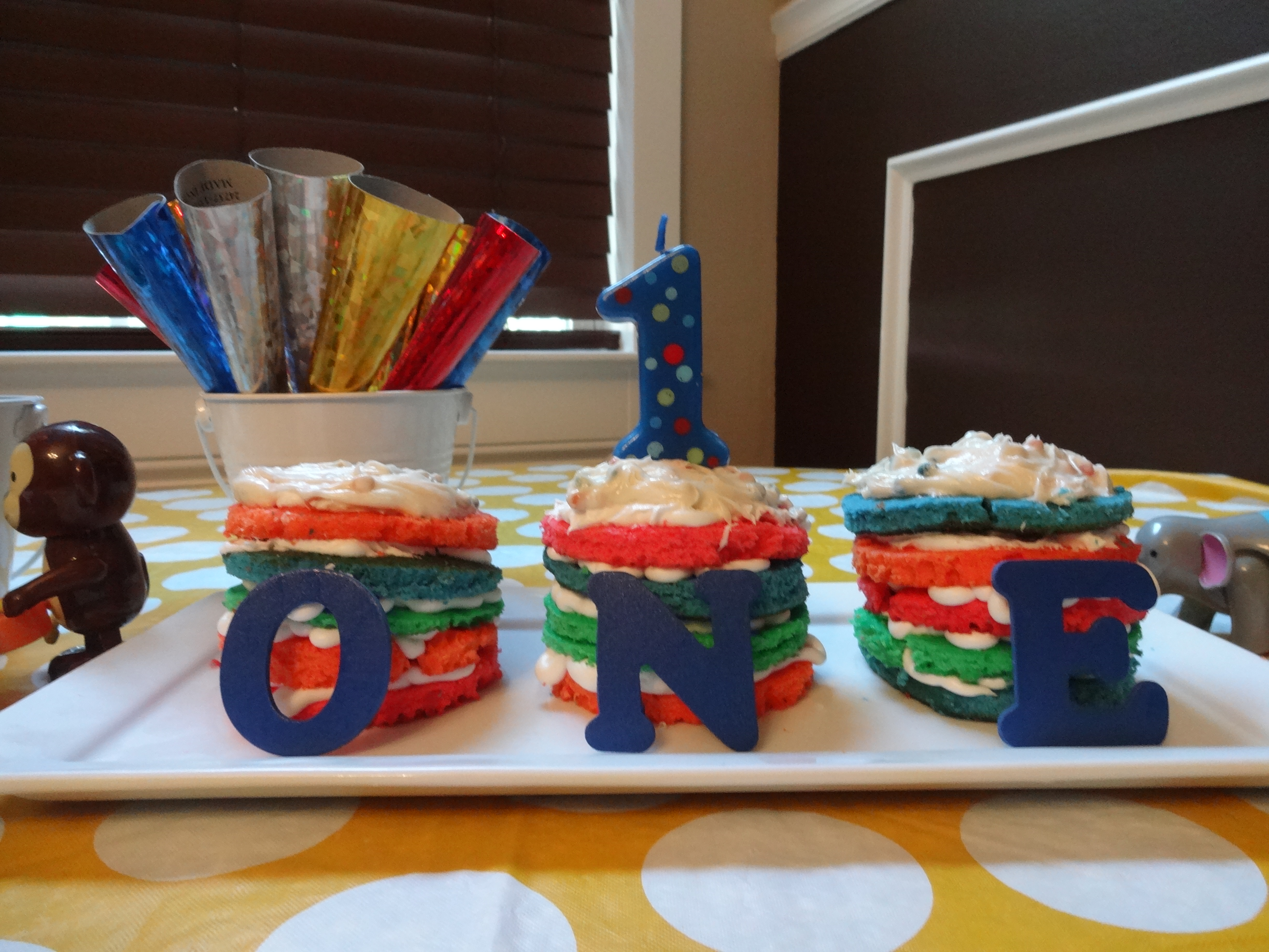 1st Birthday Blue Polka Dot Cake Candle