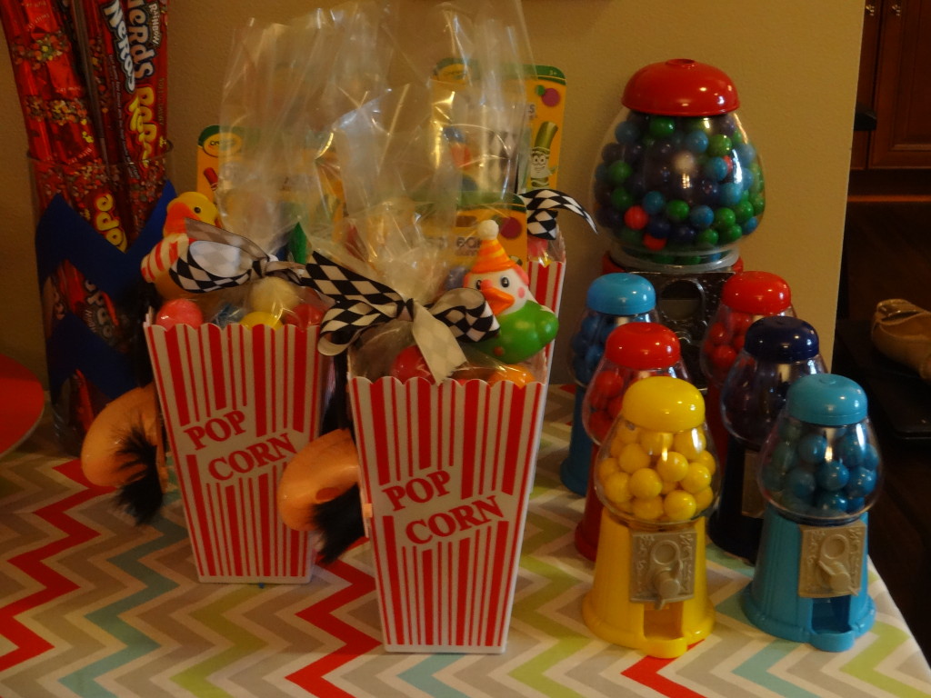 Popcorn Favor Boxes and Bubble Gum Machines