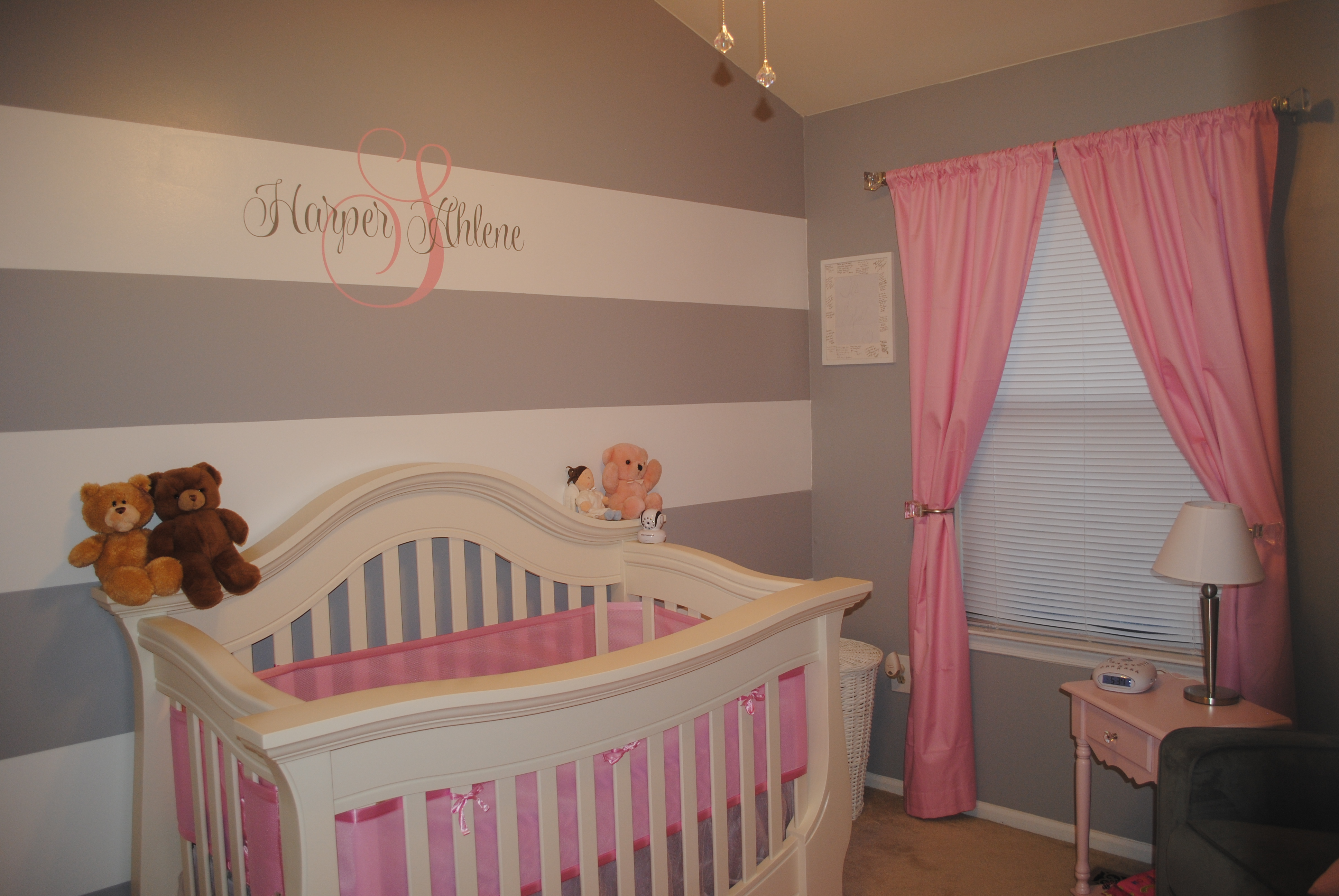 Grey and White Striped Baby Nursery Wall
