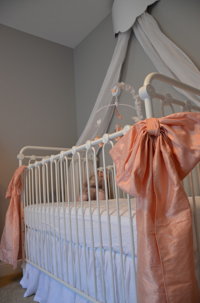 Jaycie S Girly Peach Gray And White Nursery Project Nursery