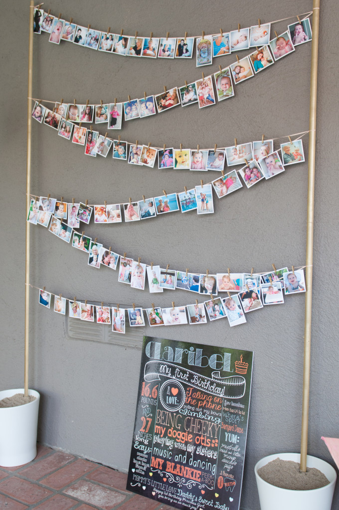 Clothesline of Photos for First Birthday