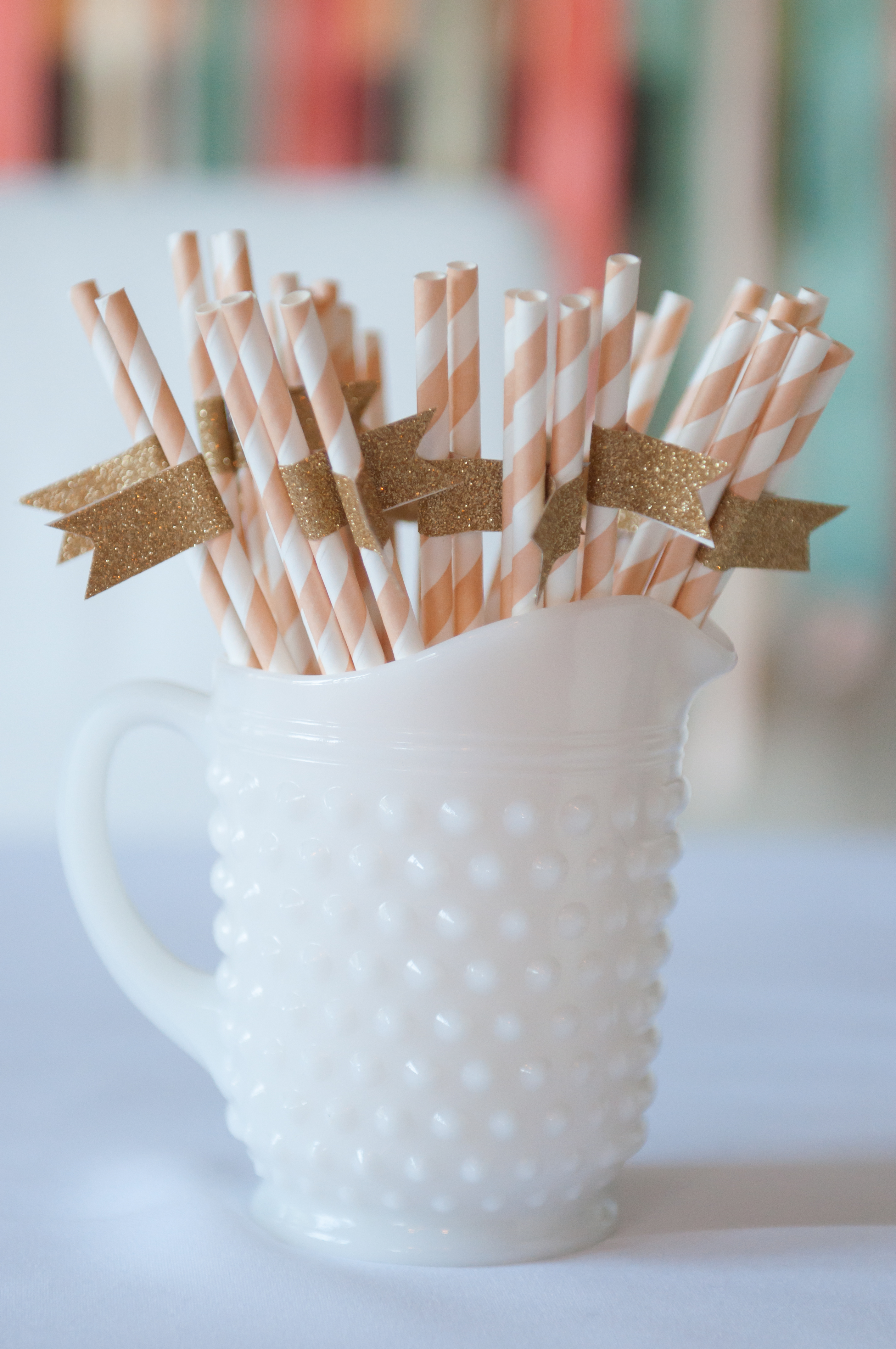 Creme Beige Striped Paper Straws