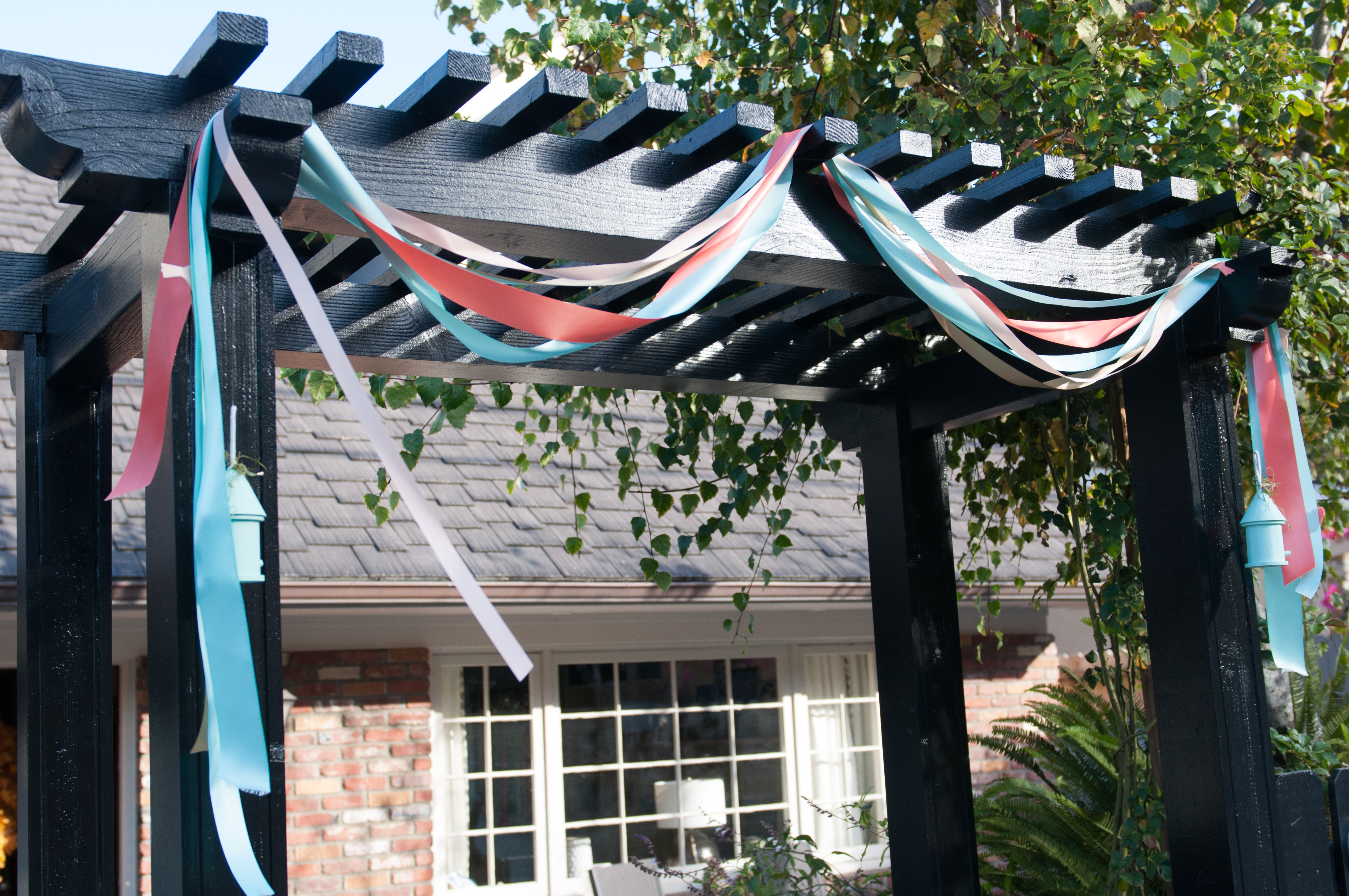 Streamers Hanging from Pergola