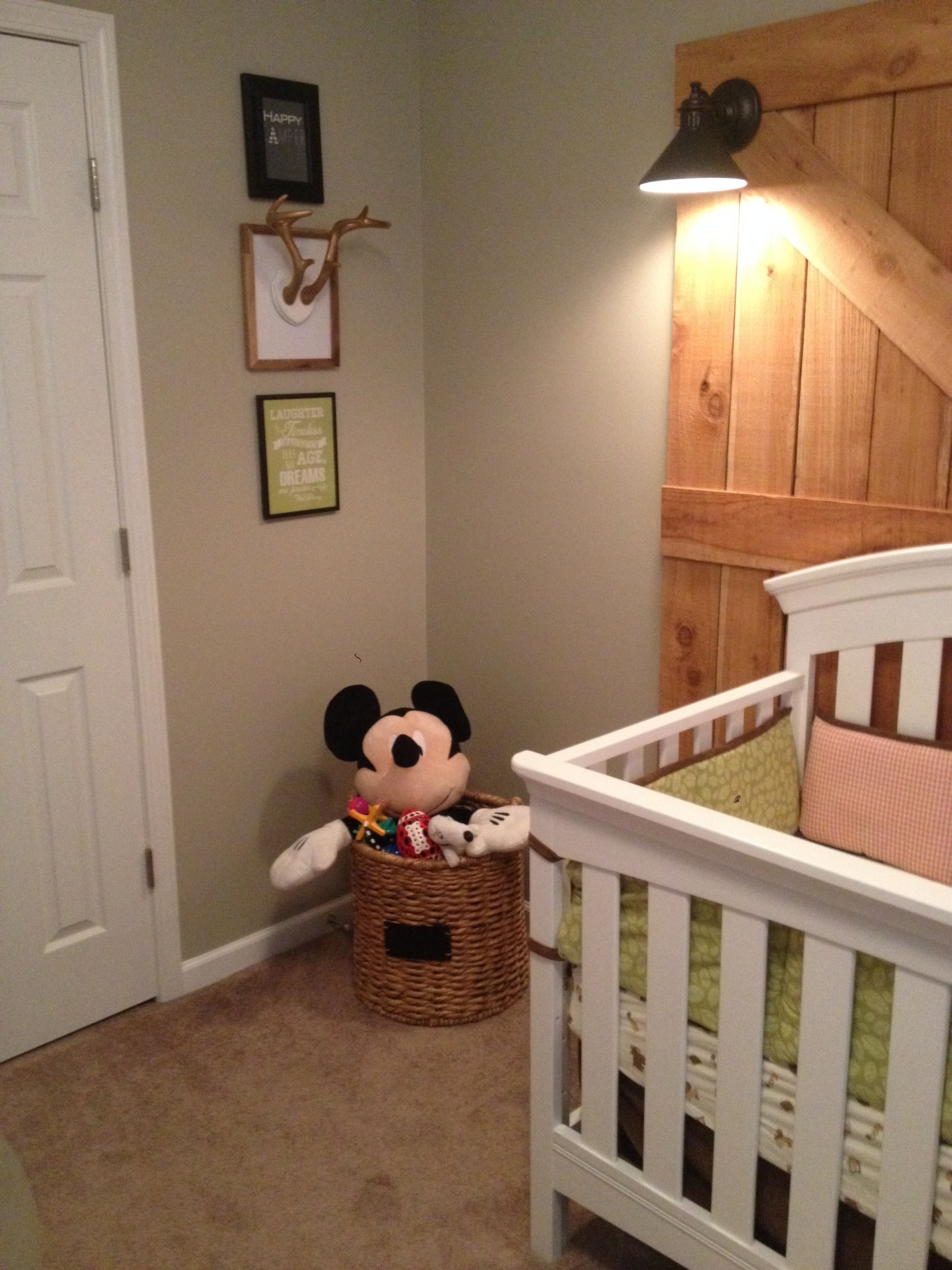 Deer Antlers in Frame and Mickey Mouse Plush