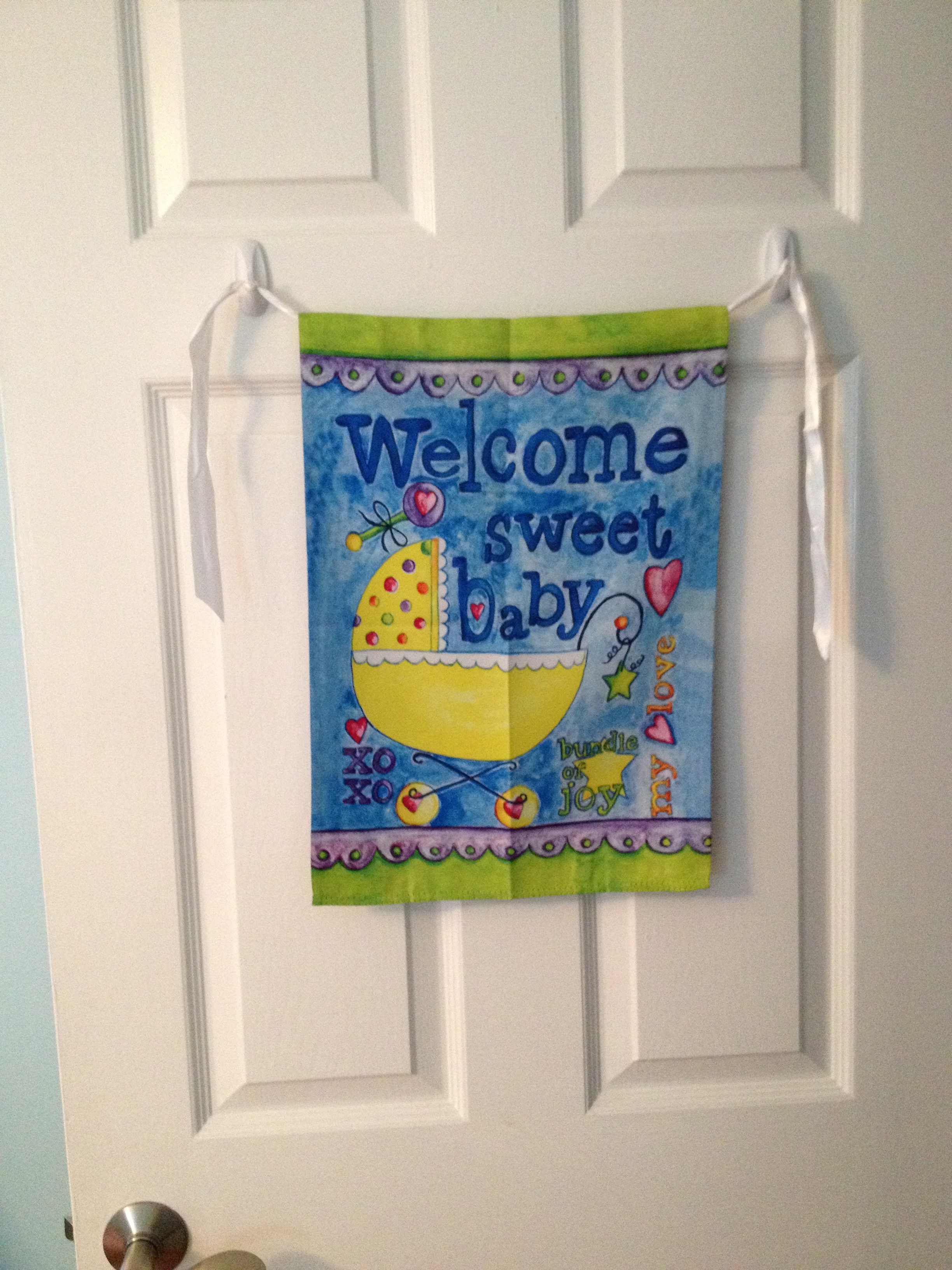 Welcome Baby Banner on Nusery Door