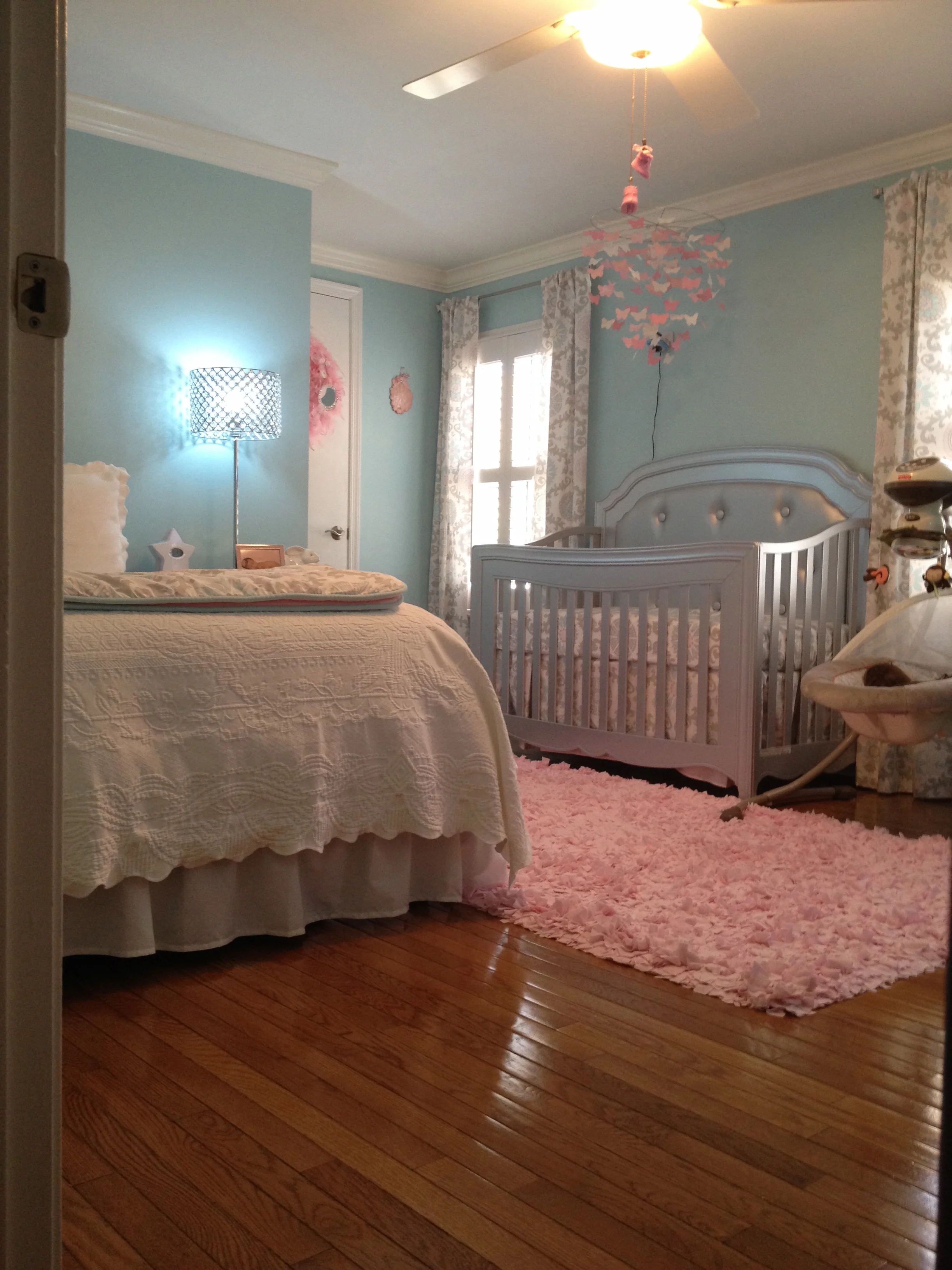 Aqua, Pink and Grey Baby Girl Nursery