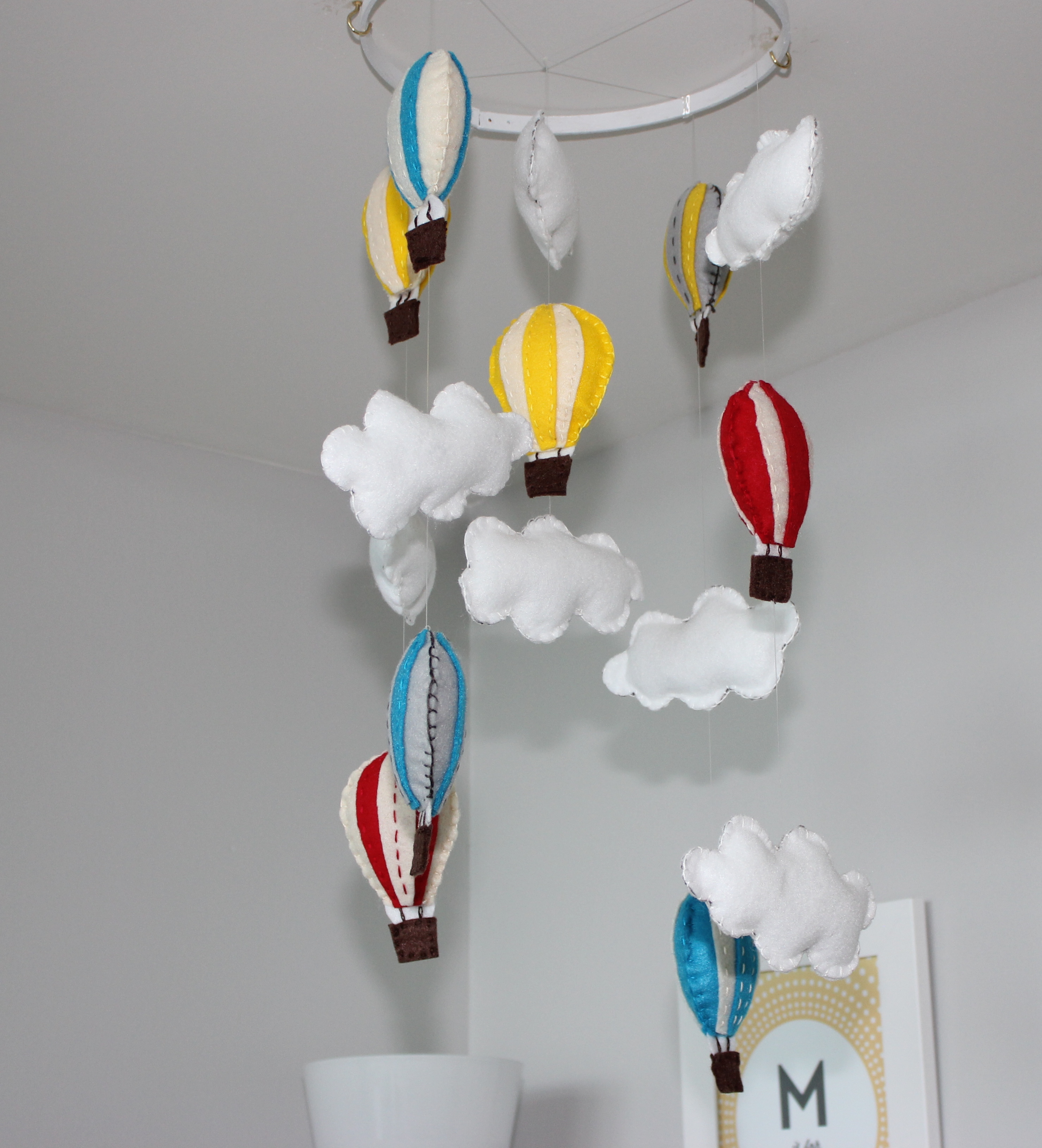 Hot Air Balloon and Cloud Nursery Mobile