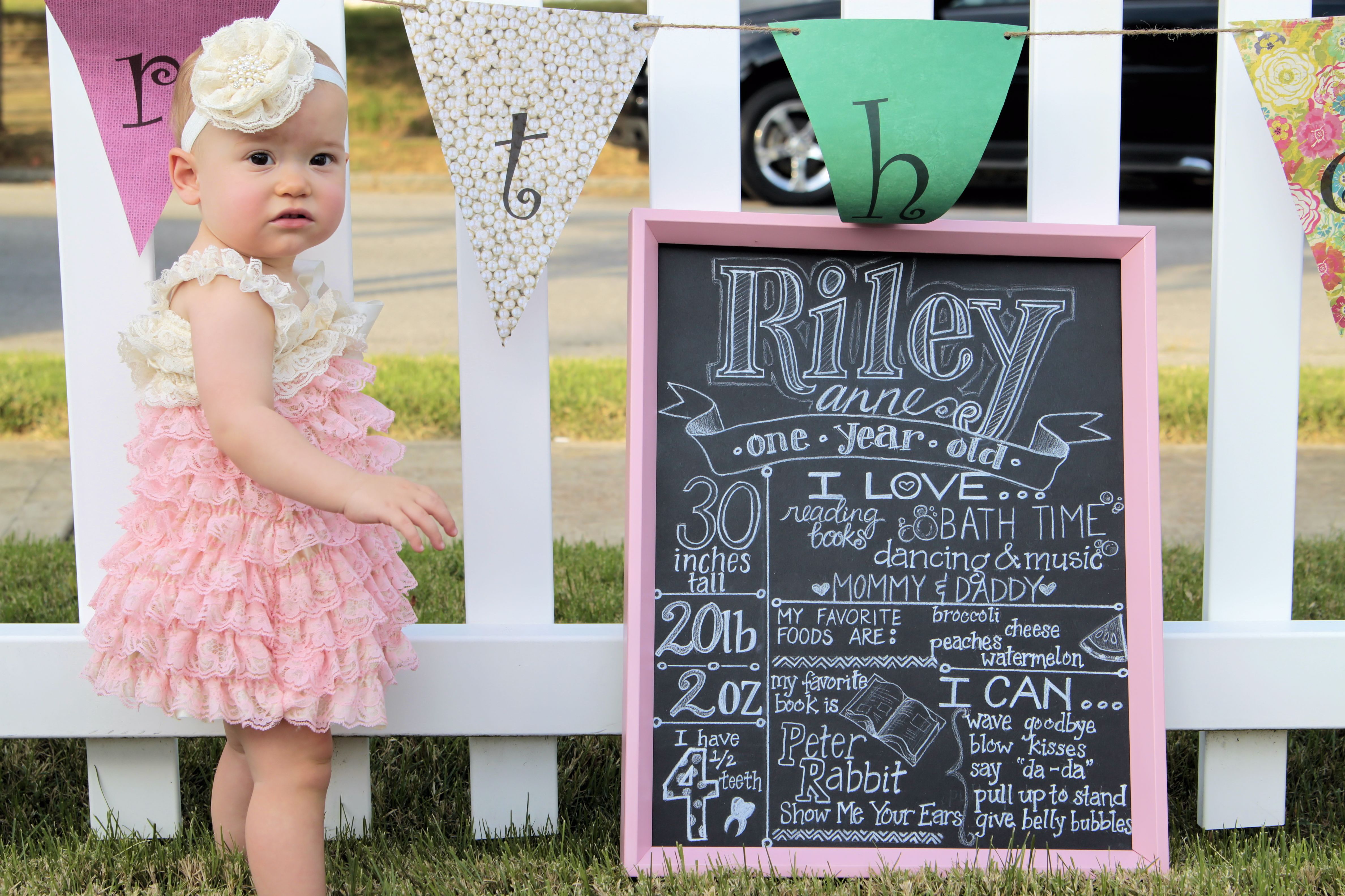 1st Birthday Chalkboard Stats Sign