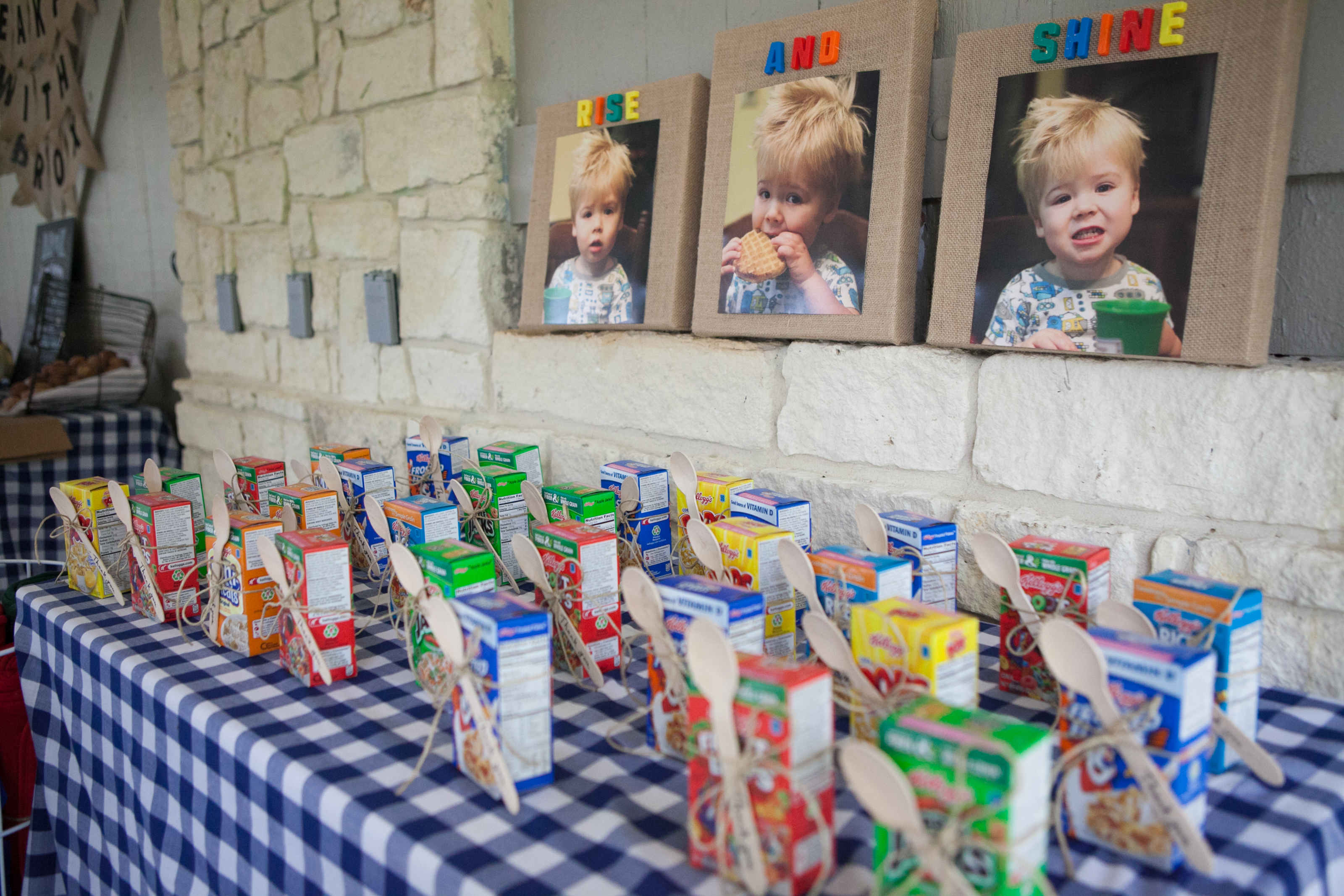 Wooden Spoons Tied to Mini Cereal Boxes