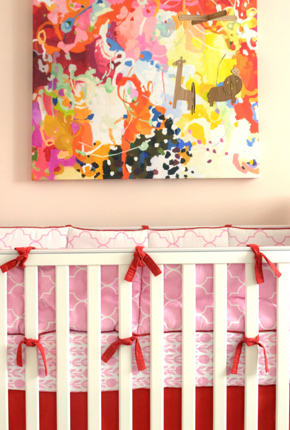 Pink and Red Crib Bedding