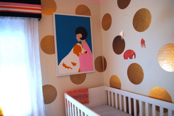 Gold Polka Dots on Nursery Wall - Project Nursery