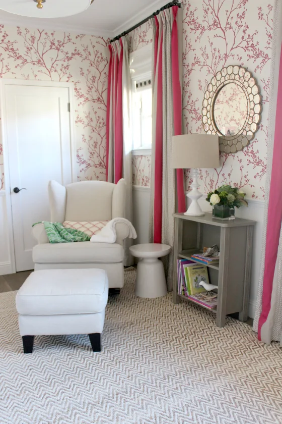 Girl's Nursery with Pink Floral Wallpaper - Project Nursery