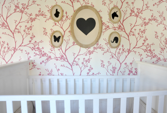Pink and White Nursery with Silhouette Frame Collage - Project Nursery