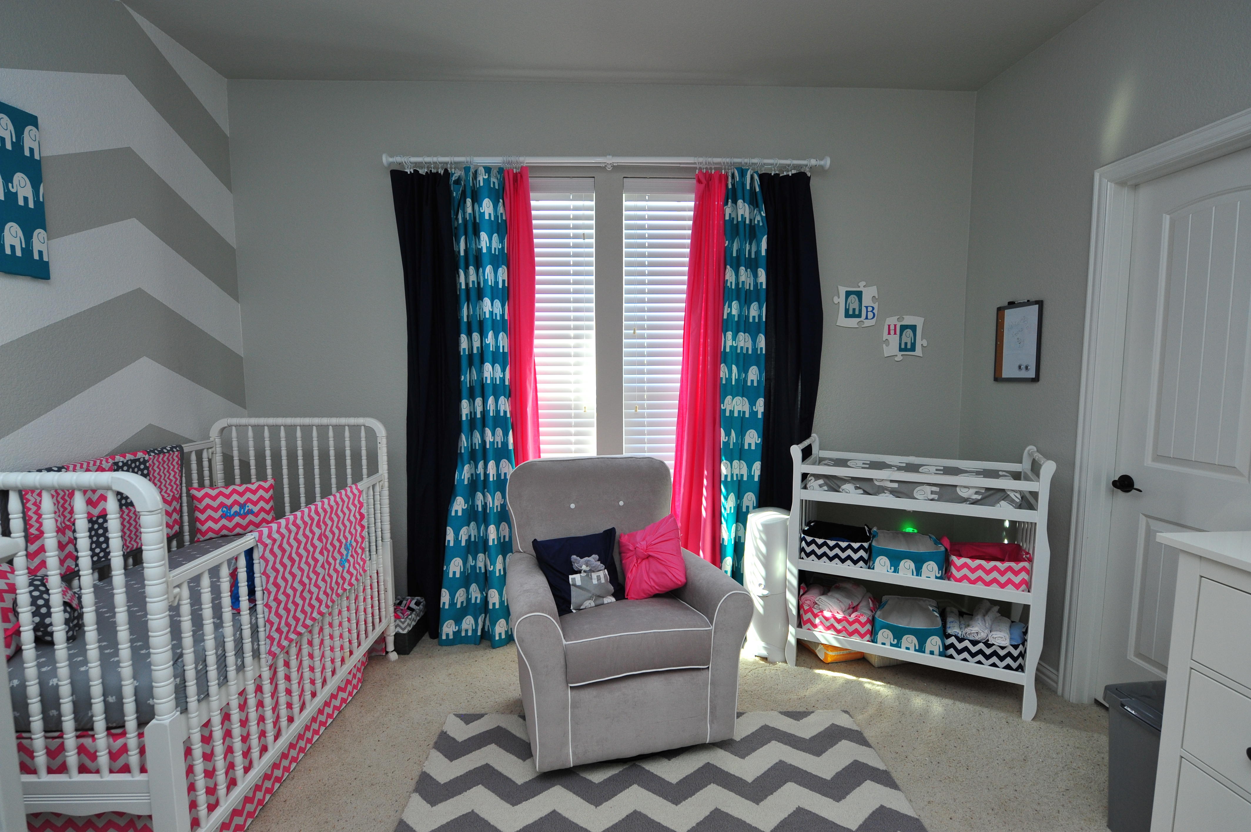 Turquoise Elephant Curtains for Baby Nursery