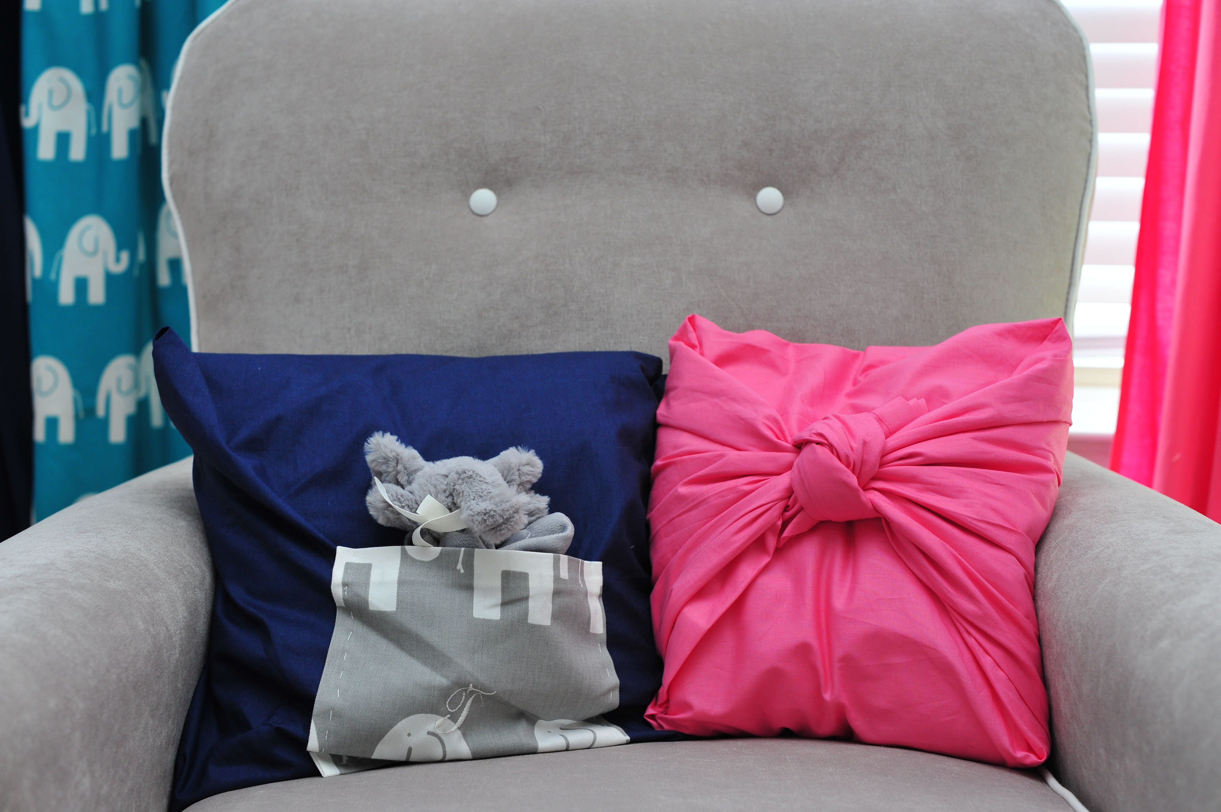 Pink and Navy Decorative Pillows for Baby Nursery