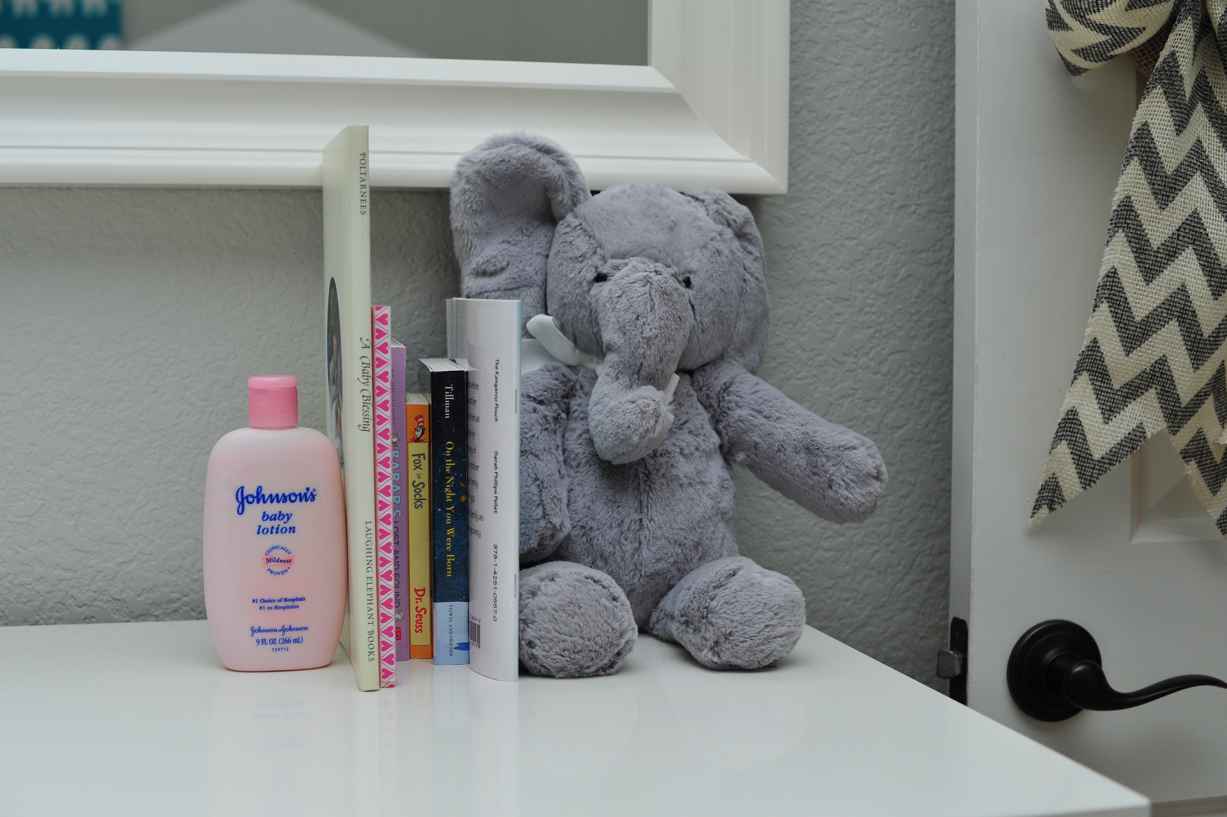 Grey Stuffed Elephant for Baby Nursery