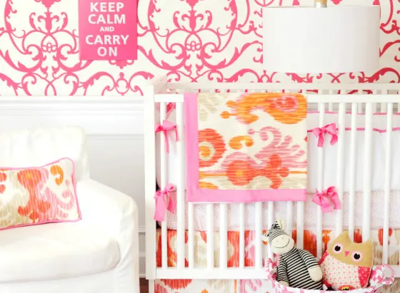 Orange and Pink Crib Bedding